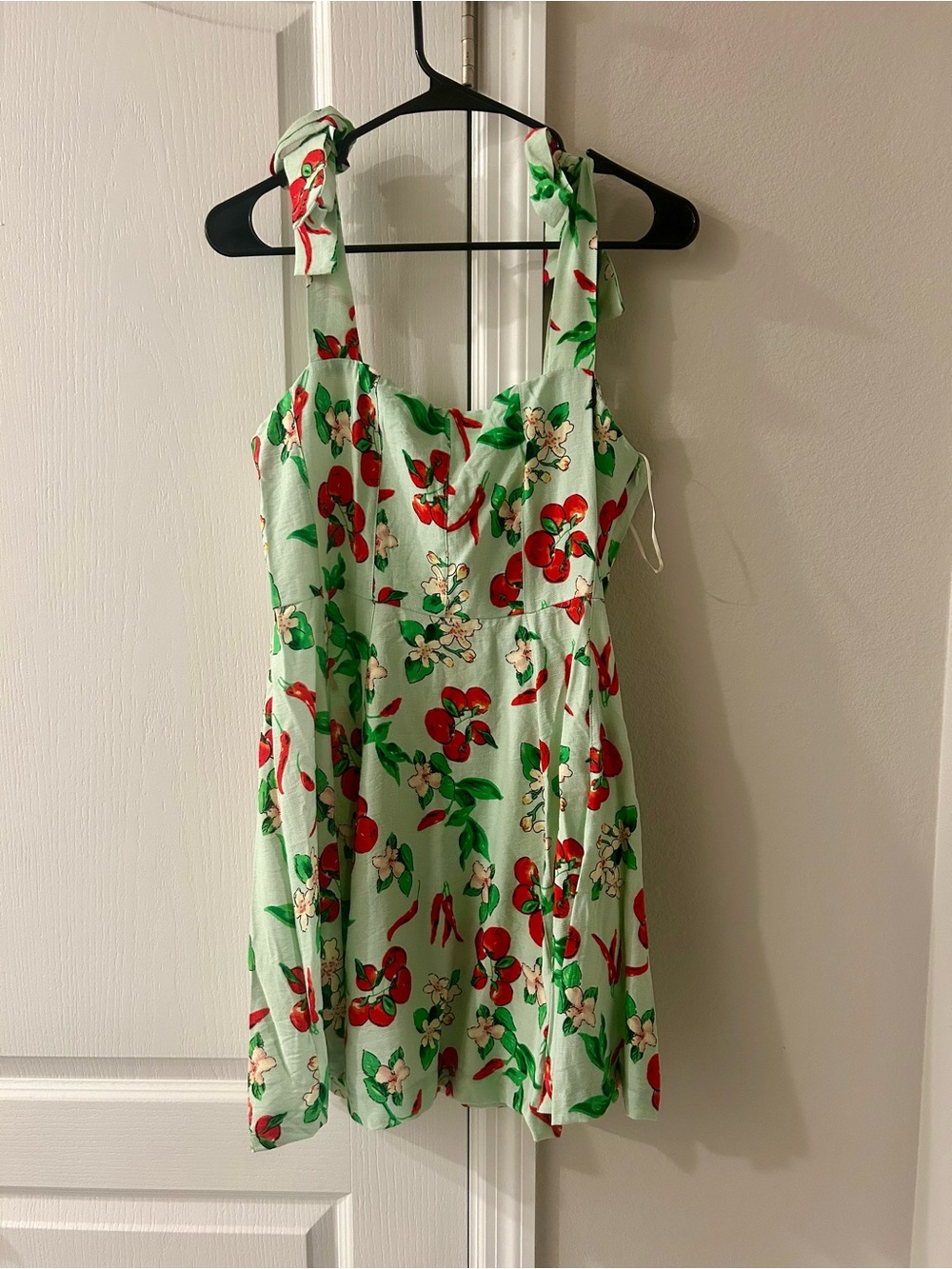 Umgee Mint Green Floral Tie-Shoulder Mini Dress